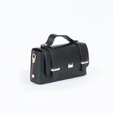 Cartera rectangular en cuero liso Negro