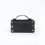 Cartera rectangular en cuero liso Negro