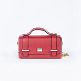 Cartera rectangular en cuero liso Rojo