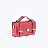 Cartera rectangular en cuero liso Rojo