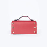 Cartera rectangular en cuero liso Rojo