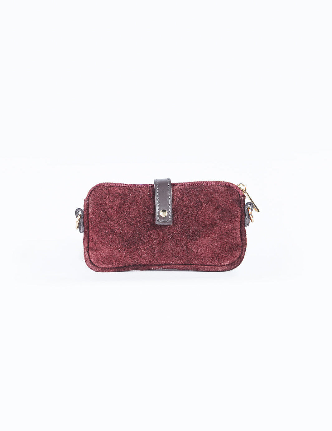 Cartera rectangular en cuero gamuzado Guinda