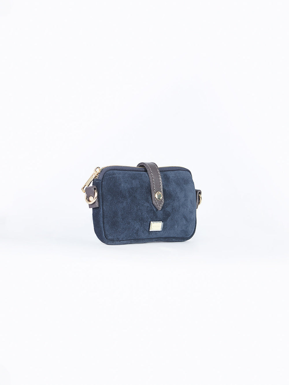 Cartera rectangular en cuero gamuzado
