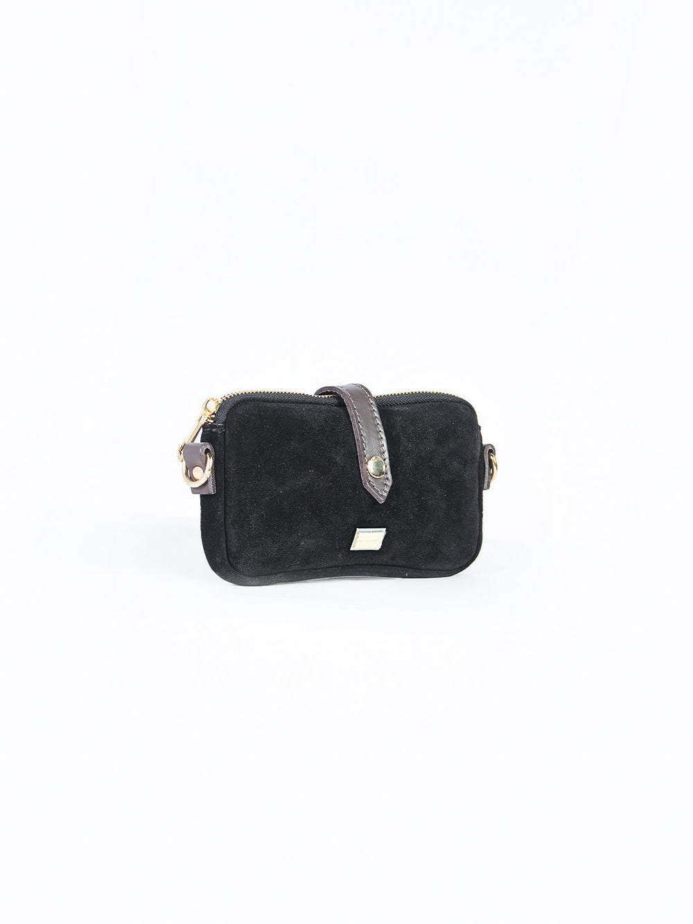 Cartera rectangular en cuero gamuzado Negro