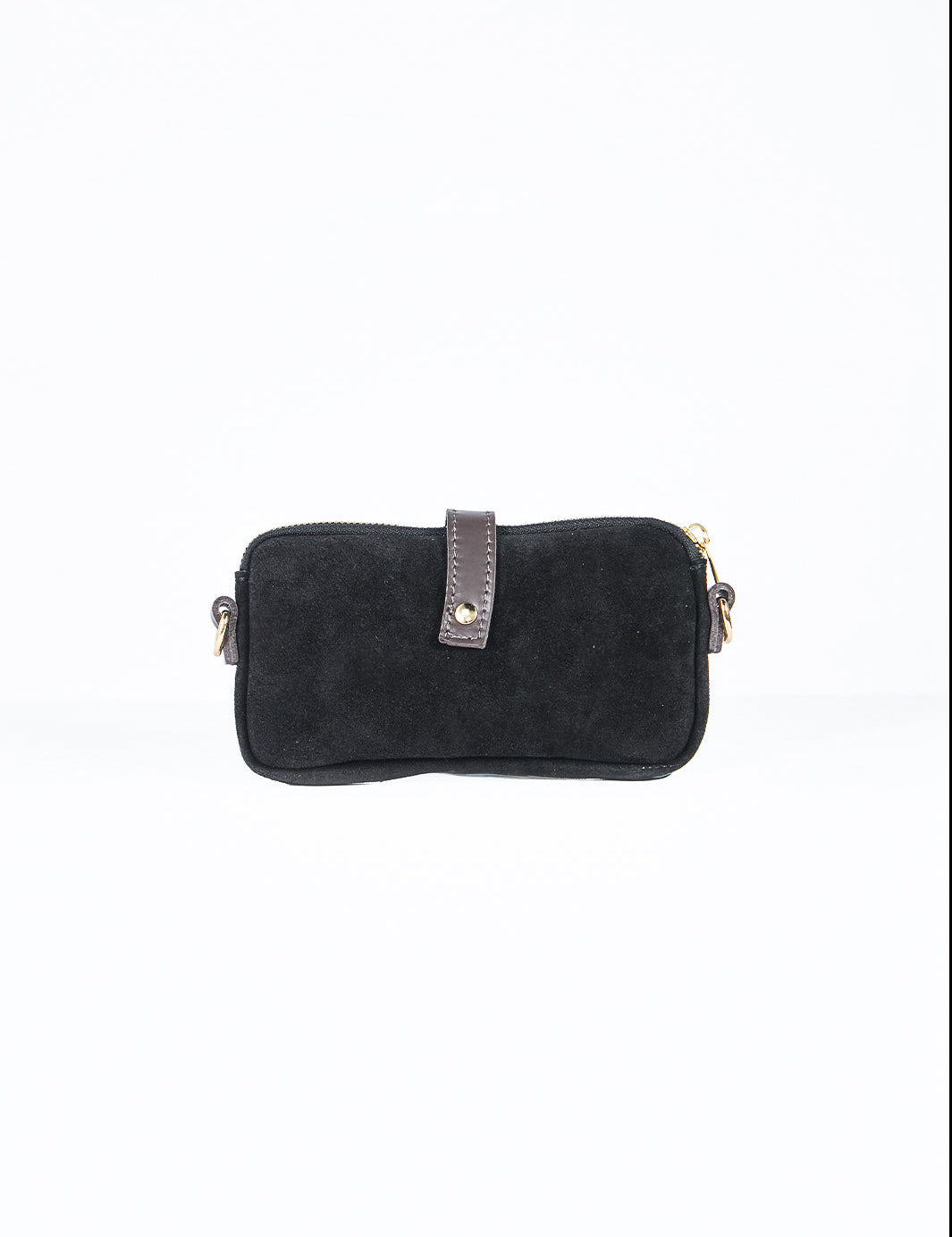 Cartera rectangular en cuero gamuzado Negro