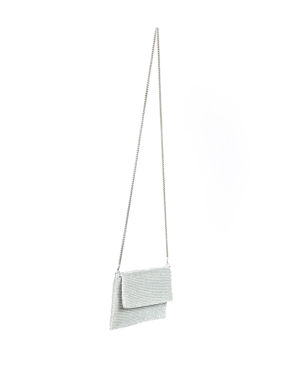 Cartera sobre malla de cristales Plateado