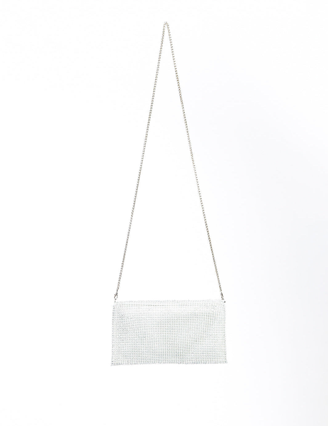 Cartera sobre malla de cristales Plateado