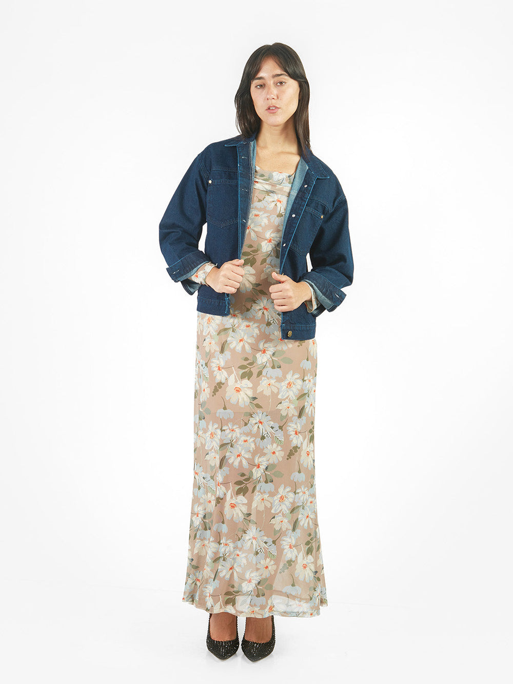 Casaca de denim con cuello camisero