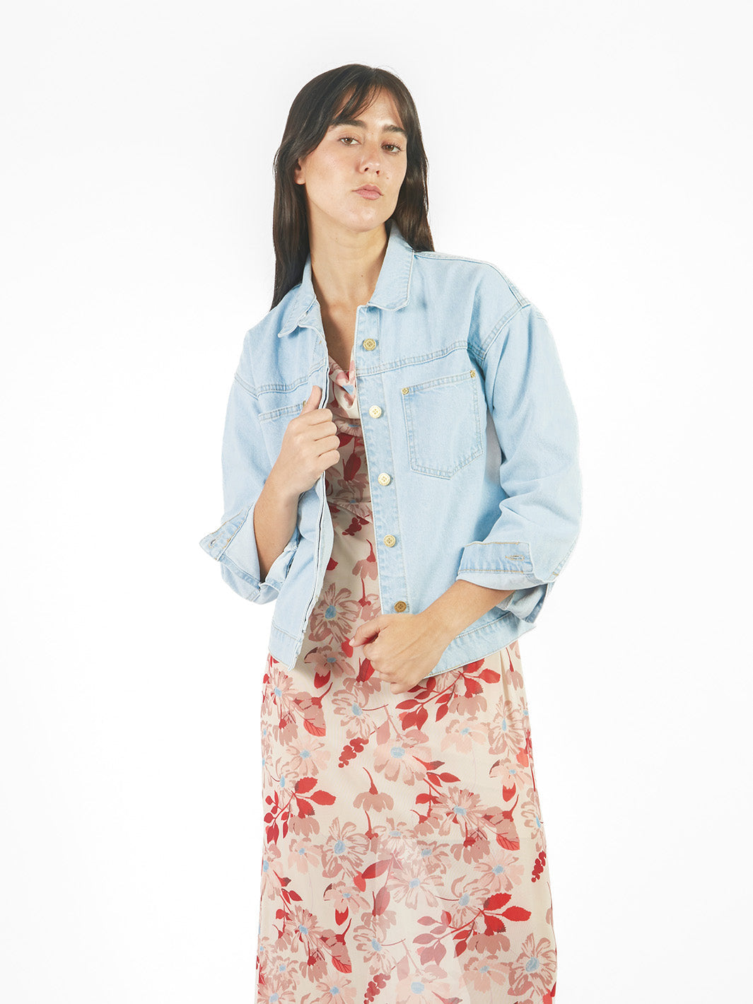 Casaca de denim con cuello camisero