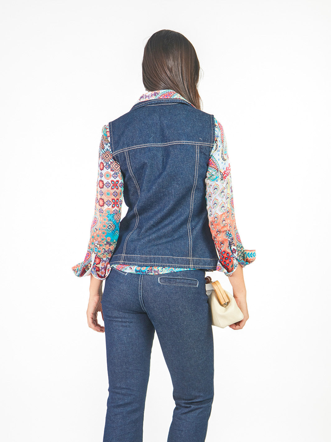 Chaleco denim pespuntado