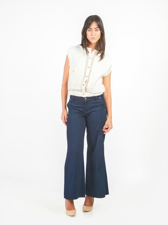 Chaleco tweed con transparencias