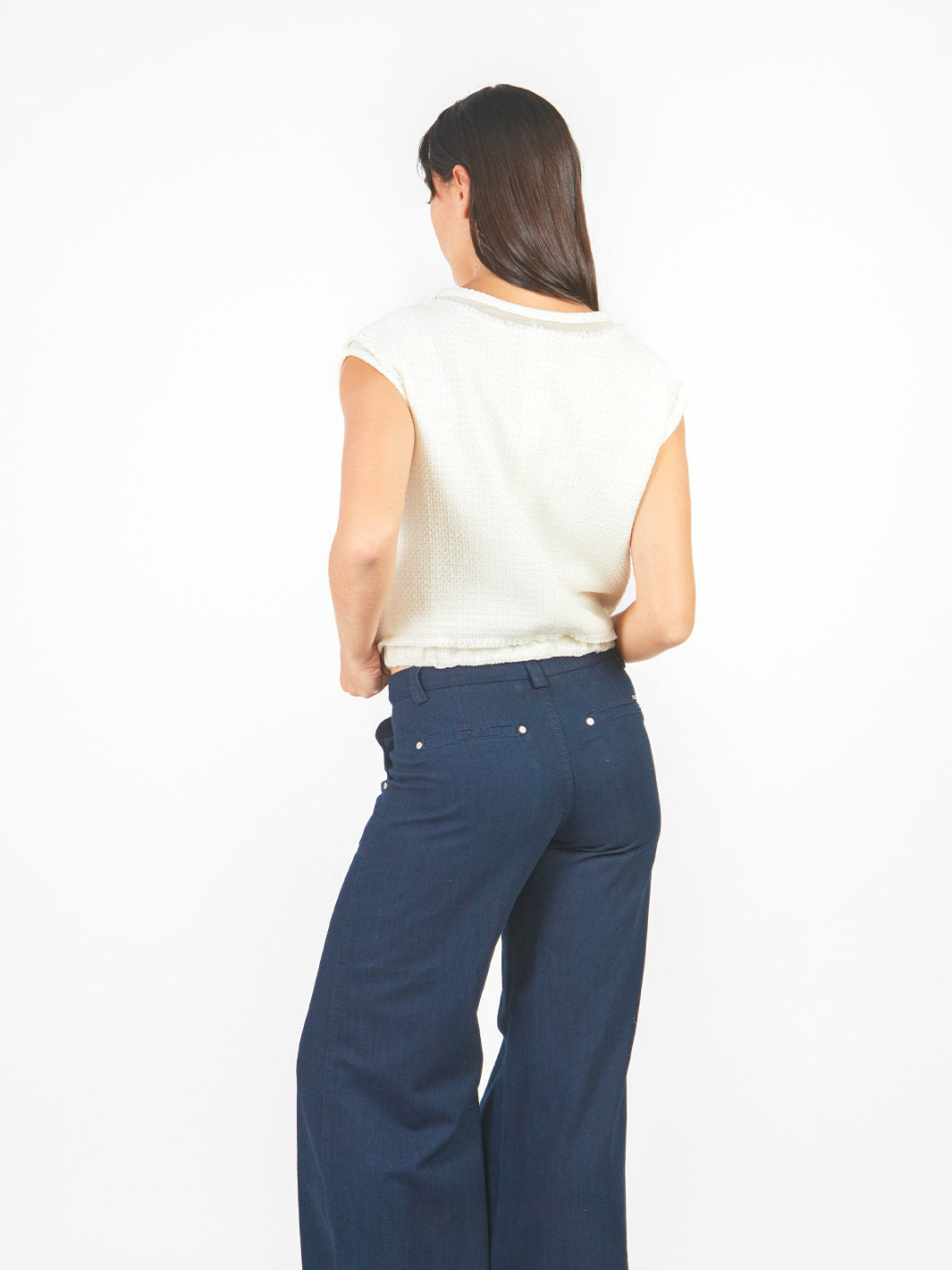 Chaleco tweed con transparencias
