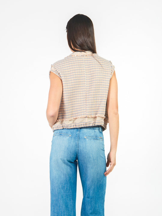 Chaleco tweed con transparencias