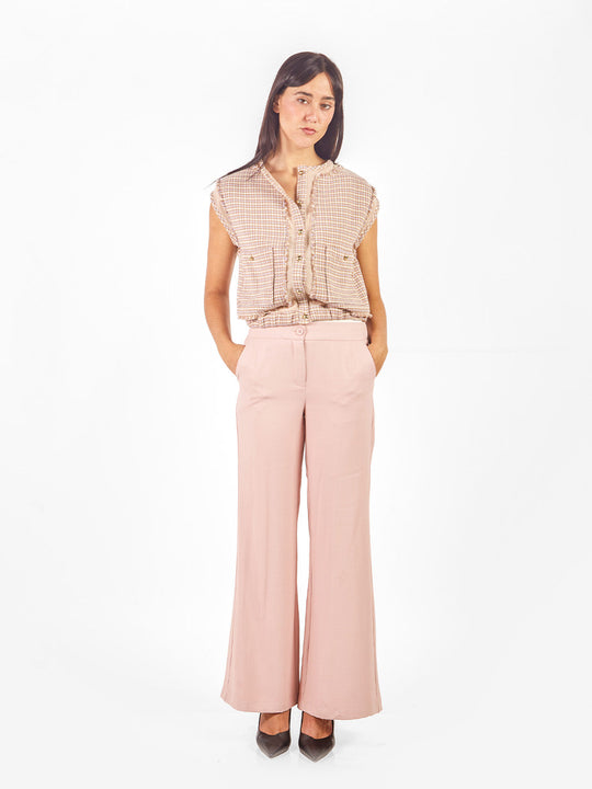 Chaleco tweed con transparencias