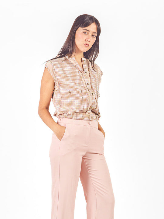 Chaleco tweed con transparencias