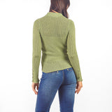 Chompa acanalada con cuello Verde