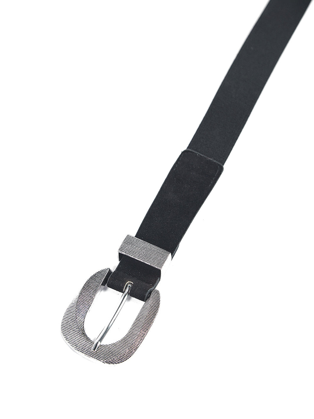 Correa elástica de acabado agamuzado y hebilla ornamental