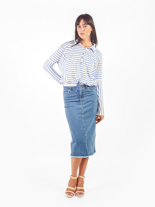 Falda jean midi de estilo recto