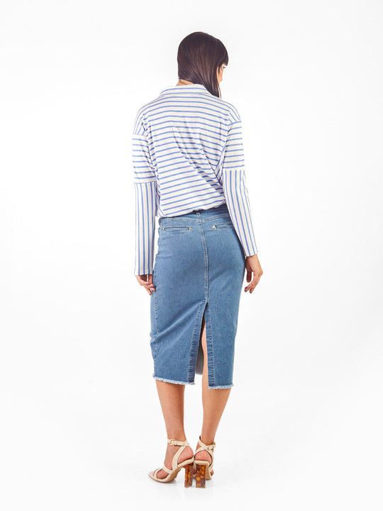 Falda jean midi de estilo recto