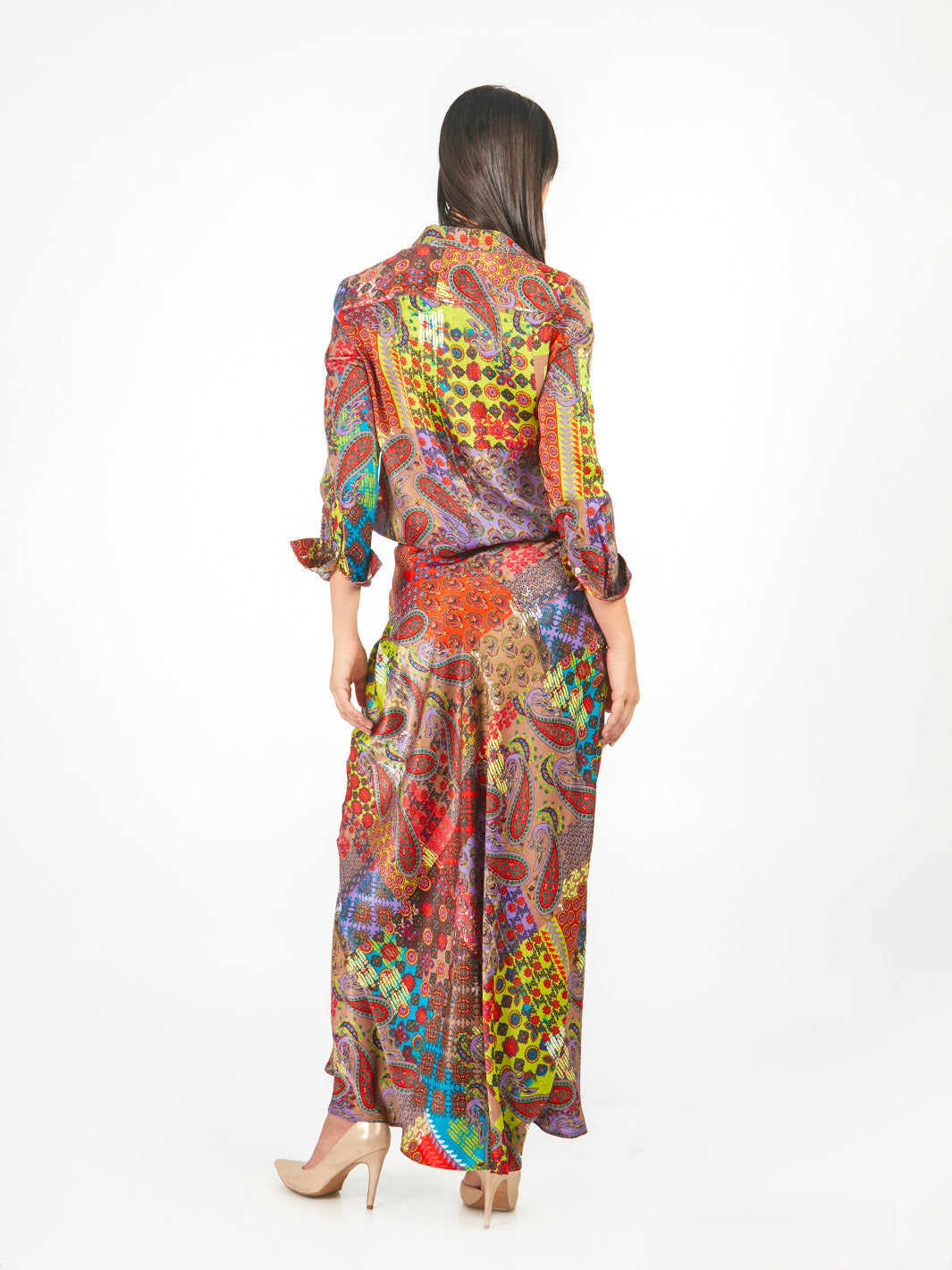 Falda maxi recta estampado paisley