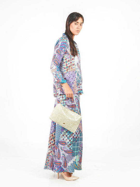 Falda maxi recta estampado paisley