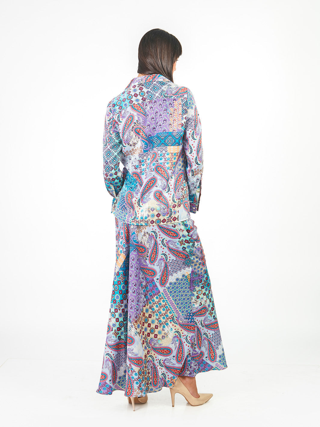 Falda maxi recta estampado paisley