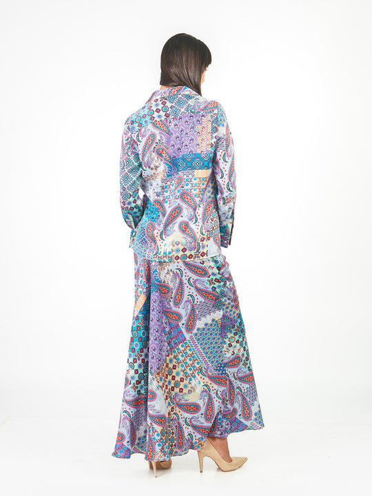 Falda maxi recta estampado paisley