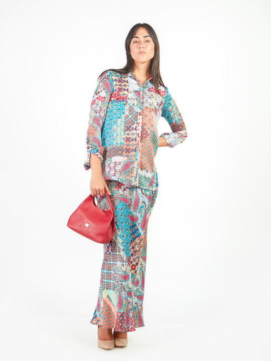 Falda maxi recta estampado paisley