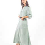 Falda maxi de satín Verde Agua