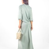 Falda maxi de satín Verde Agua