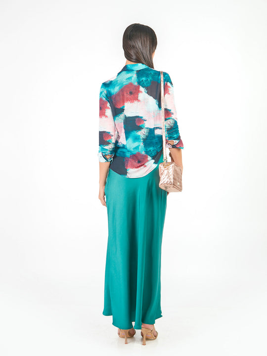 Falda maxi de satín