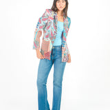 Pantalón denim recto con bolsillos parche Celeste