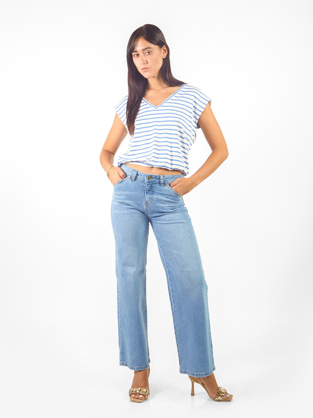 Pantalón recto denim clásico