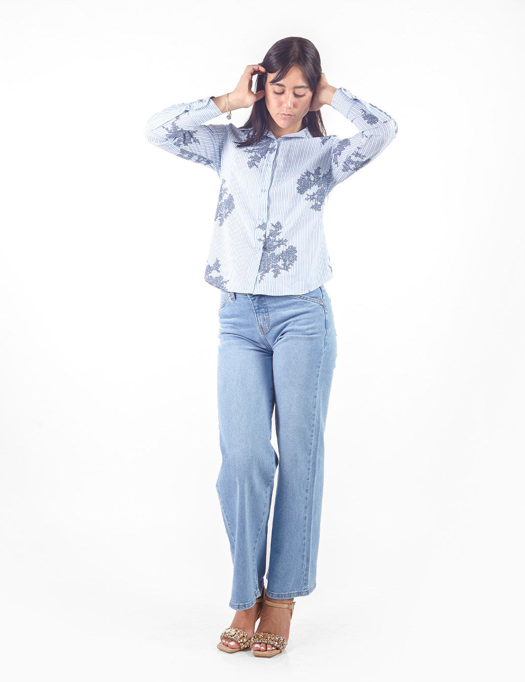 Pantalón recto denim clásico Azul