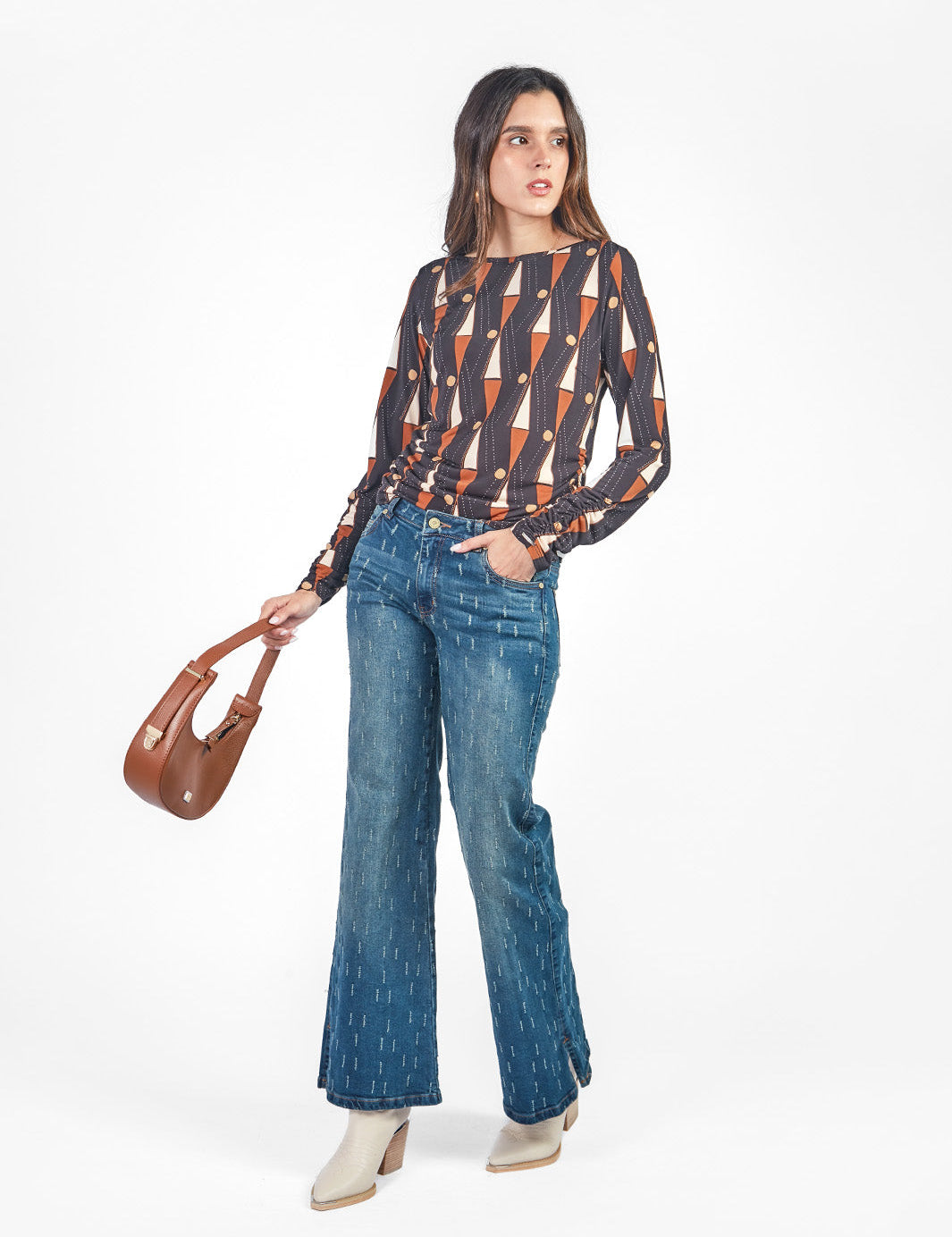 Pantalón denim rasgado Azul Petroleo