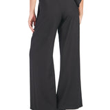 Pantalón palazzo con lazo y pinzas Negro