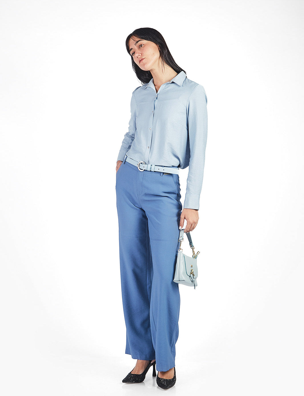 Pantalón sastre recto Azul Acero