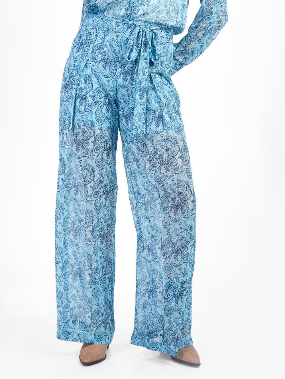 Pantalón palazzo con lazo paisley