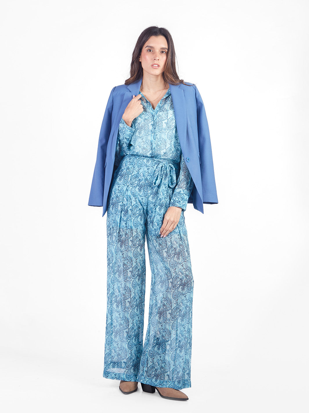 Pantalón palazzo con lazo paisley
