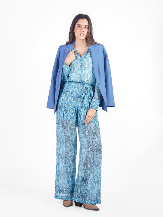 Pantalón palazzo con lazo paisley