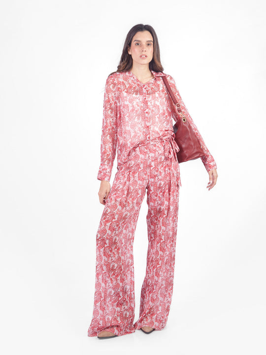 Pantalón palazzo con lazo paisley