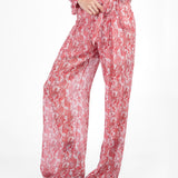 Pantalón palazzo con lazo paisley Rojo