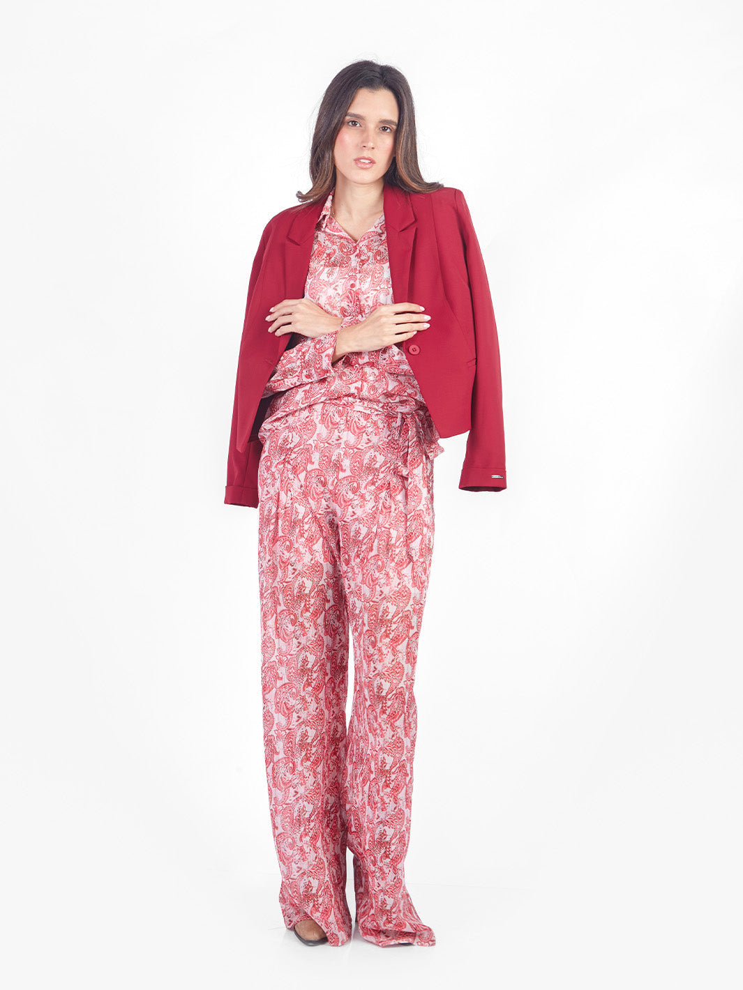 Pantalón palazzo con lazo paisley