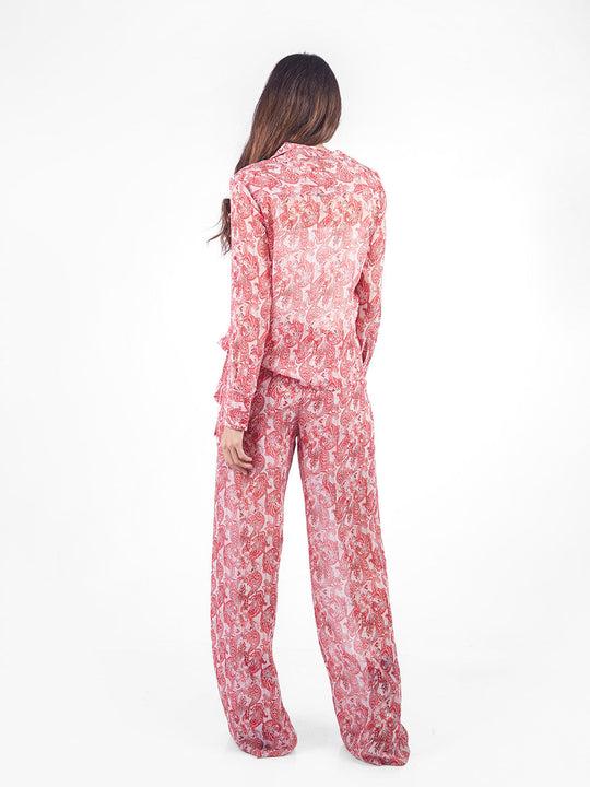 Pantalón palazzo con lazo paisley