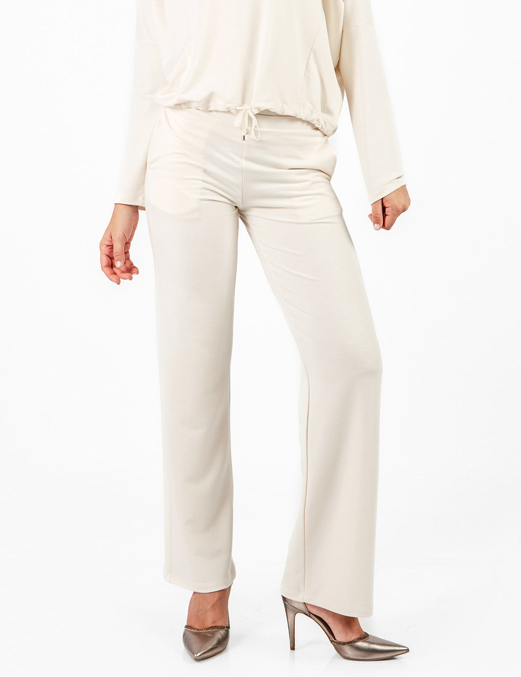 Pantalón buzo recto Crema