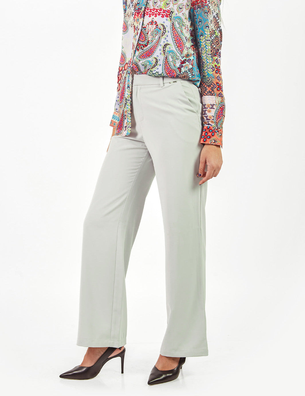 Pantalón sastre recto con bolsillos Verde Menta