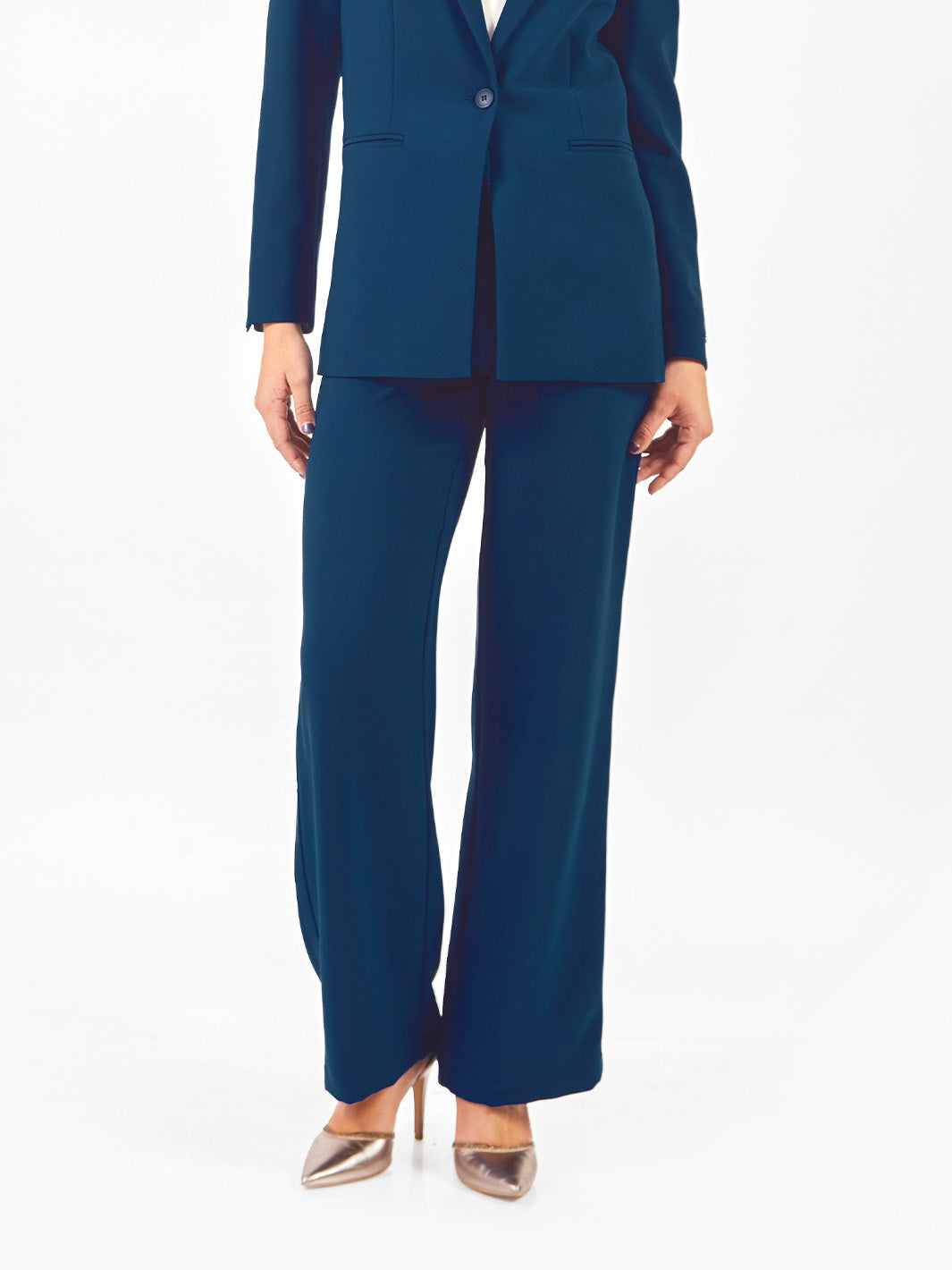 Pantalón sastre recto con pieza lateral decorativa