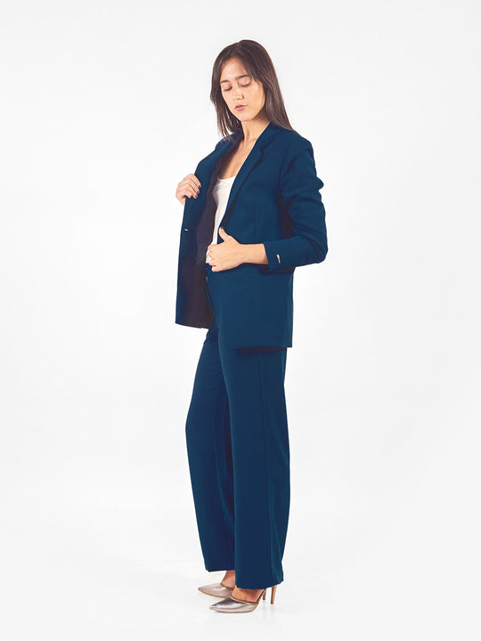 Pantalón sastre recto con pieza lateral decorativa
