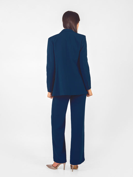 Pantalón sastre recto con pieza lateral decorativa