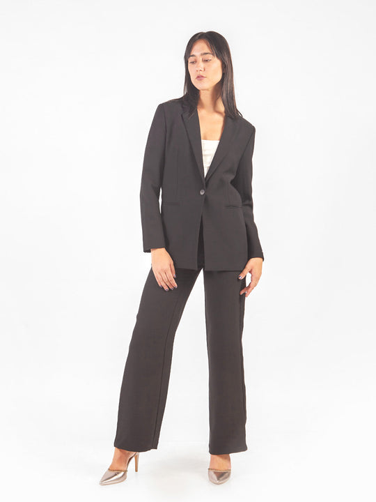 Pantalón sastre recto con pieza lateral decorativa
